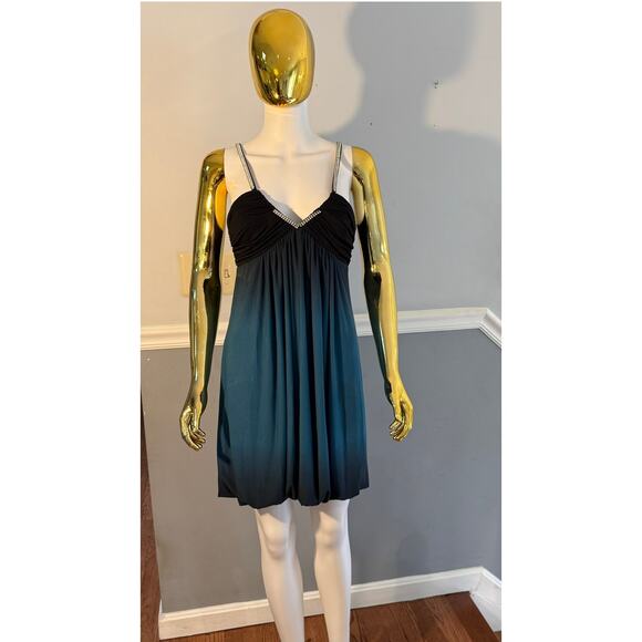 Y2K Betsy & Adam Ombre Bubble Hem Dress Rhinestone Straps Size 4 - Picture 1 of 7